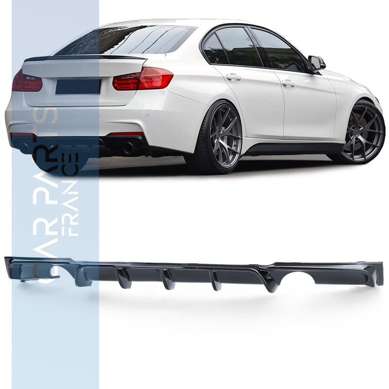 Diffuseur de pare-chocs arrière Look M Performance pour BMW Série 3 F30 F31 - noir brillant