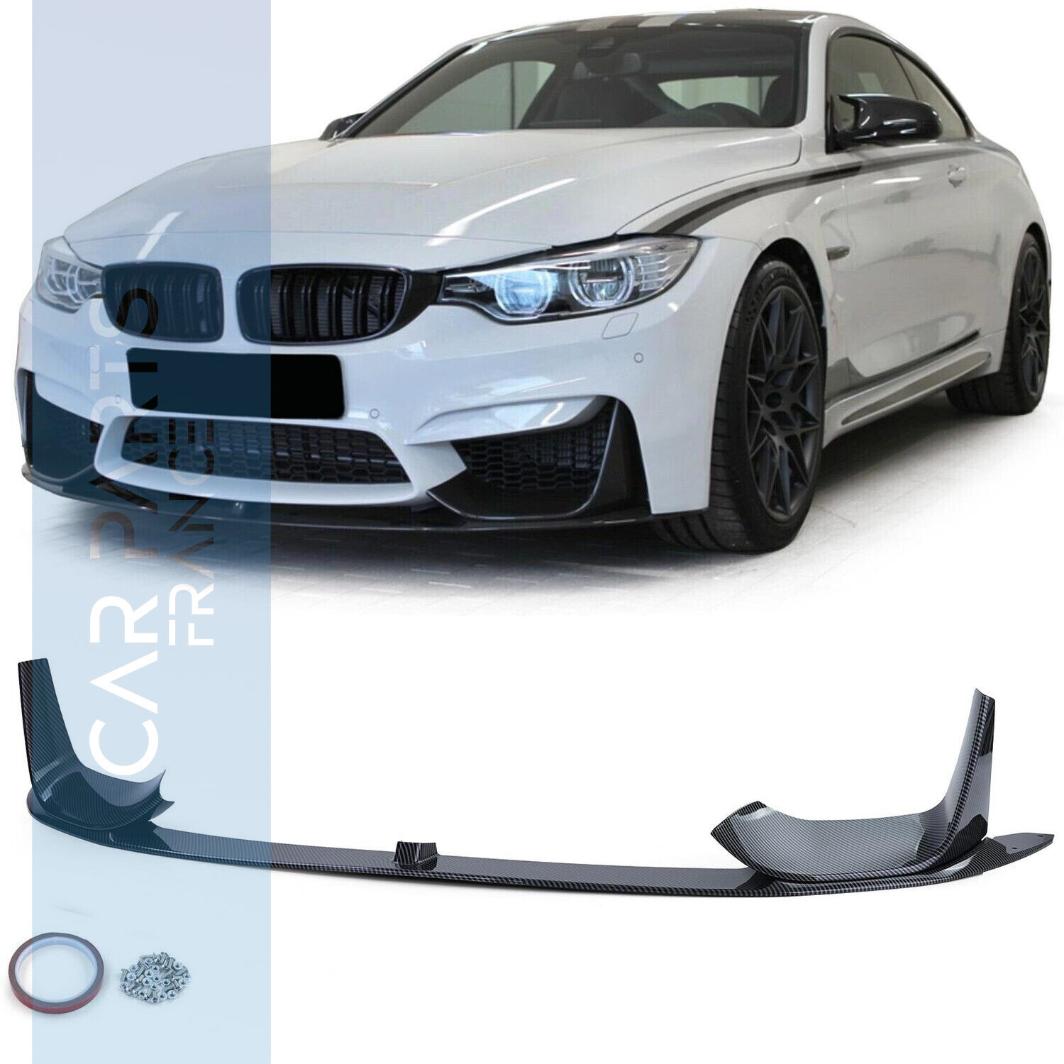 Spoiler / lame de pare-chocs avant pour BMW Série 3 e 4 M3 F80 M4 F82 look Performance - look carbone