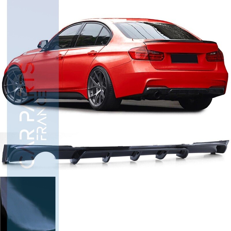 Diffuseur de pare-choc arrière pour BMW Série 3 F30 F31 look M Performance - noir brillant