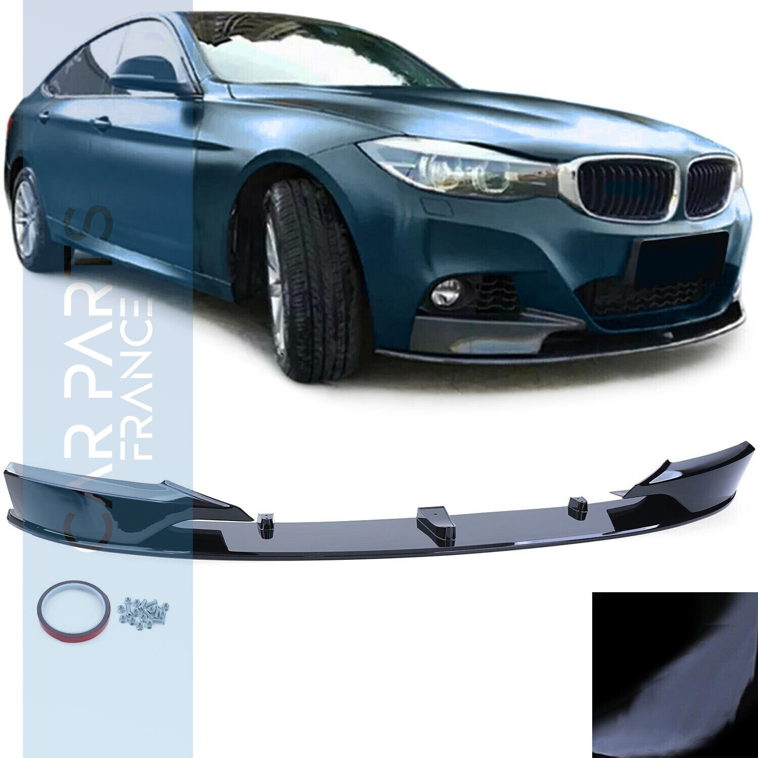 Lame spoiler avant Performance pour BMW Série 3 GT F34 noir brillant