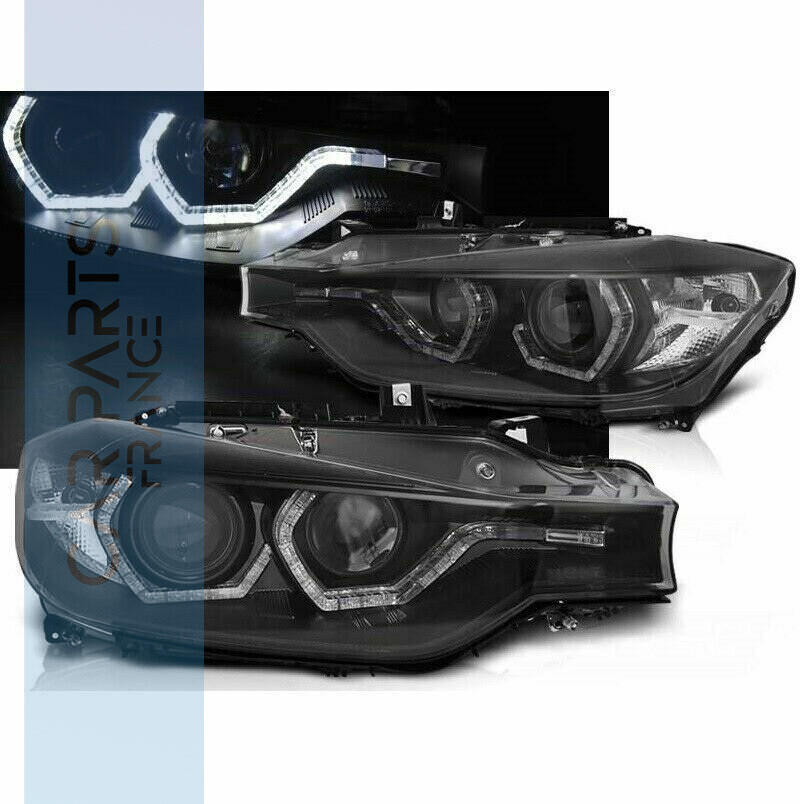 Phares avant angel eyes LED 3D pour BMW Série 3 F30 F31 2011-2015