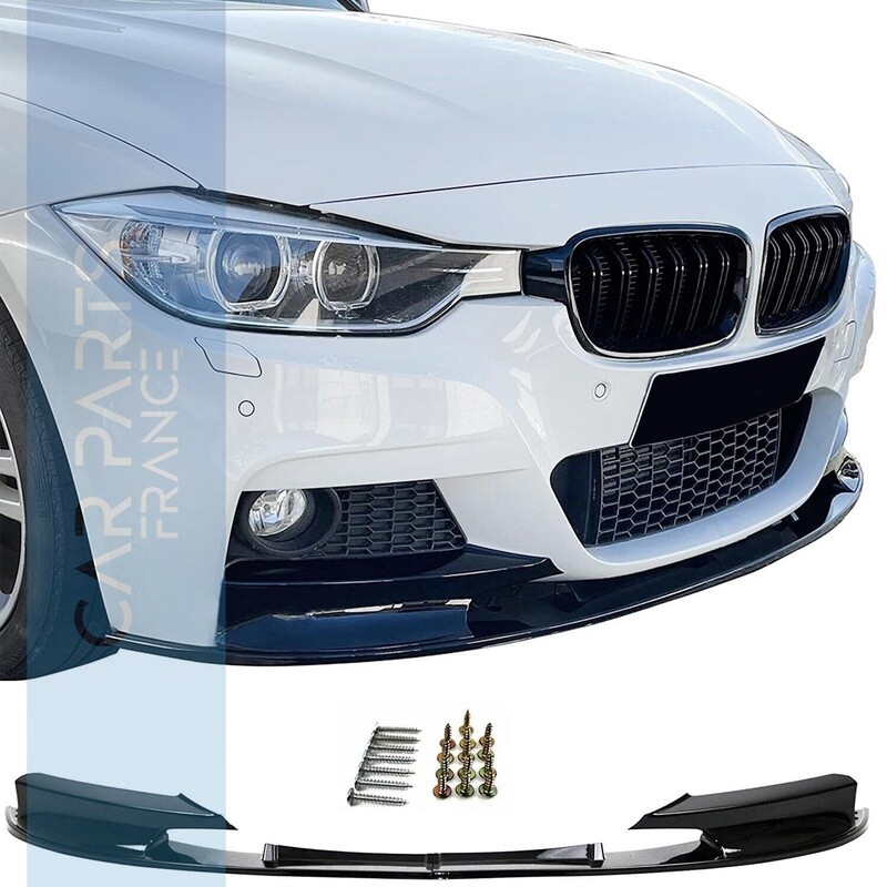 Lame de pare-chocs avant pour BMW Série 3 F30 F31 look Performance - noir brillant