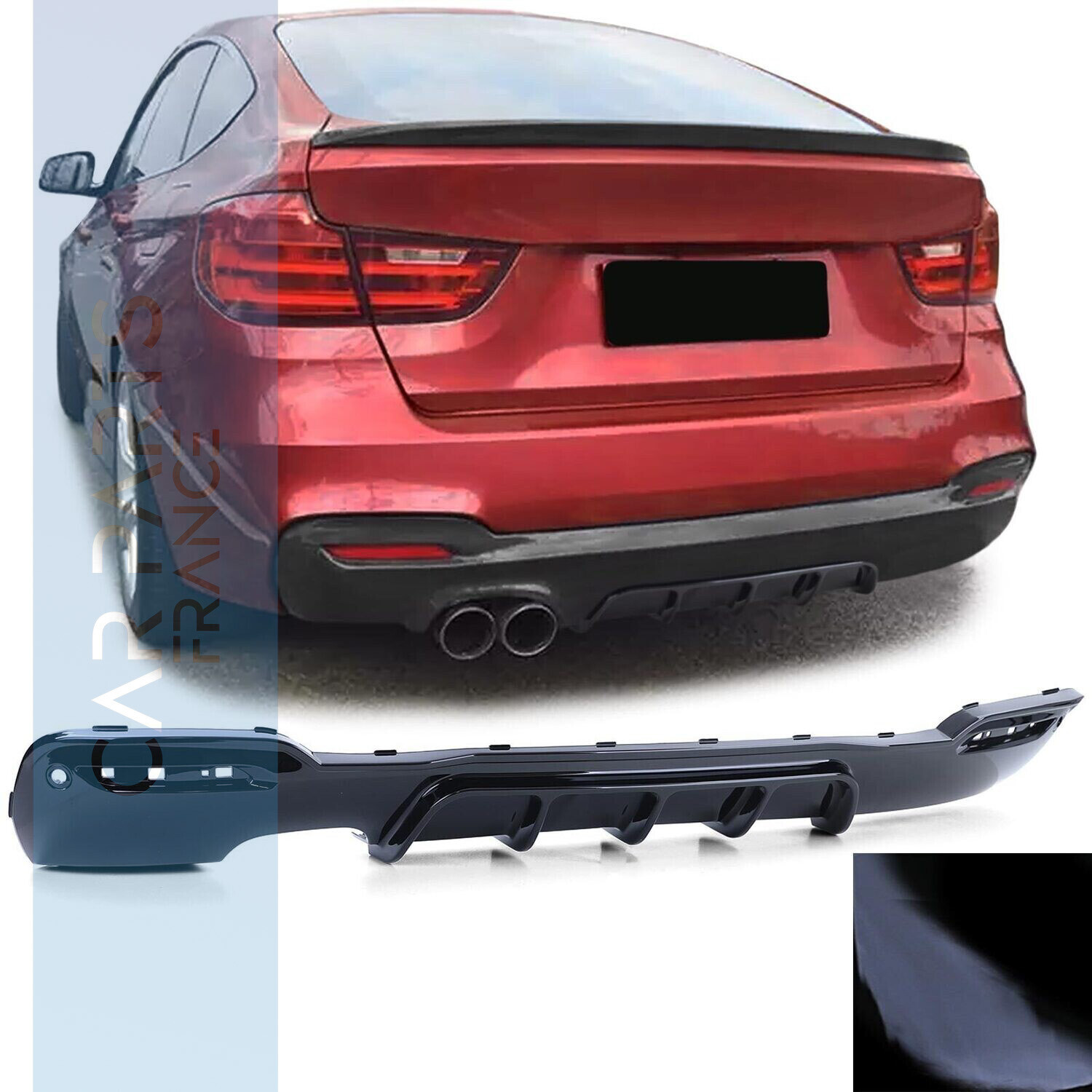 Diffuseur arrière pour BMW Série 3 GT F34 look performance - noir brillant