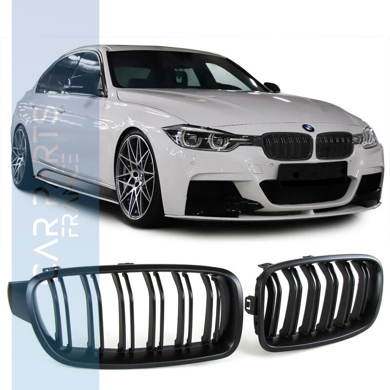 Calandre / Grille double lame noir mat pour BMW Série 3 F30 F31 Berline et Touring