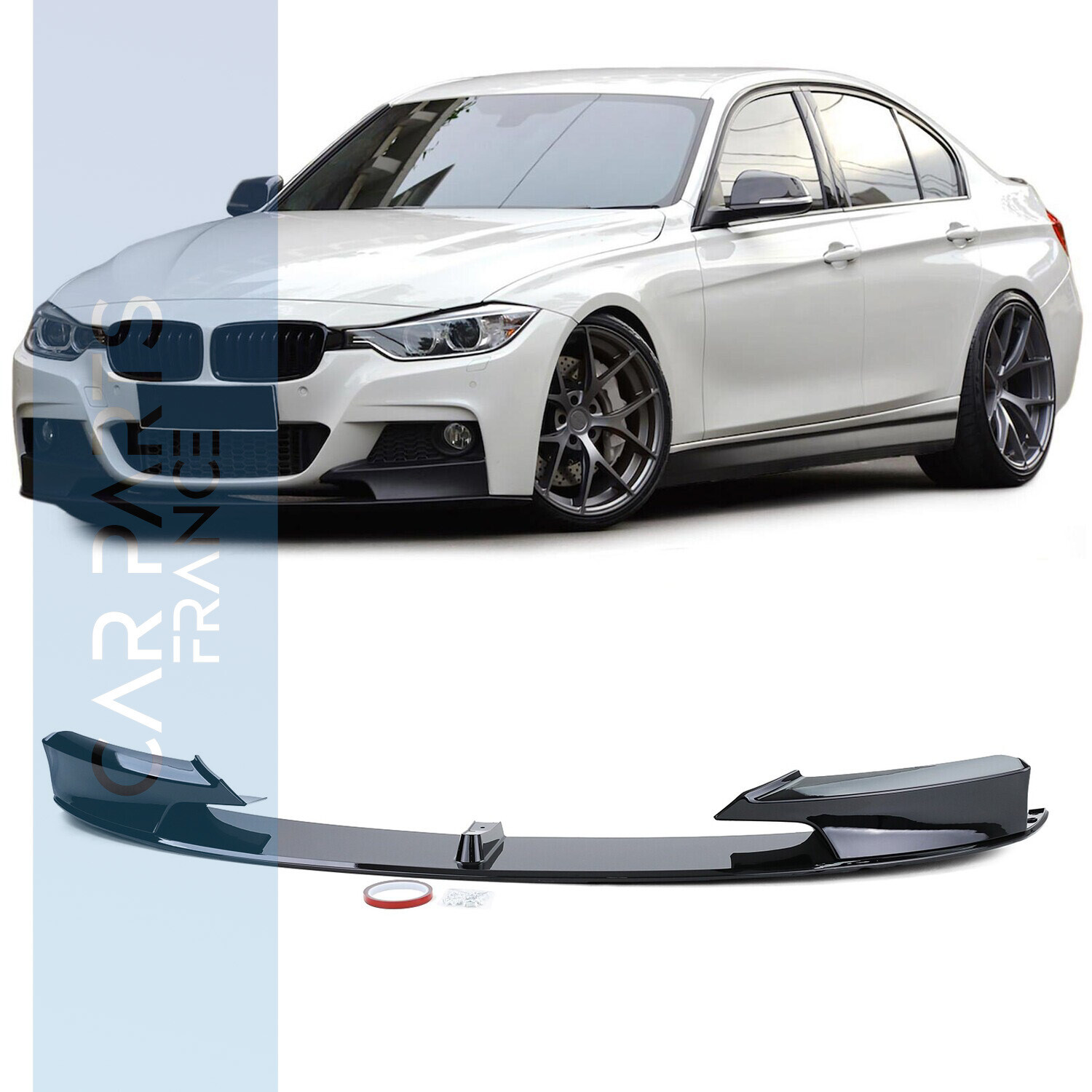 Lame de pare-chocs avant pour BMW Série 3 F30 F31 look Performance - noir brillant