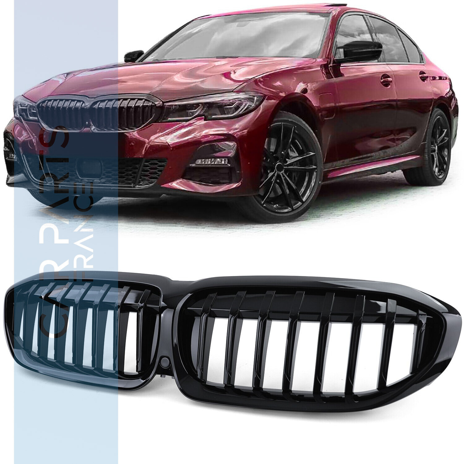 Calandre / grille pour BMW Série 3 G20 G21 à partir de 2019 - noir brillant