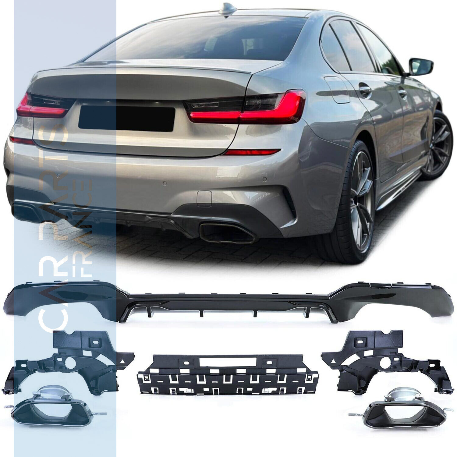 Diffuseur arrière Performance noir brillant pour BMW G20 G21 318 320 330