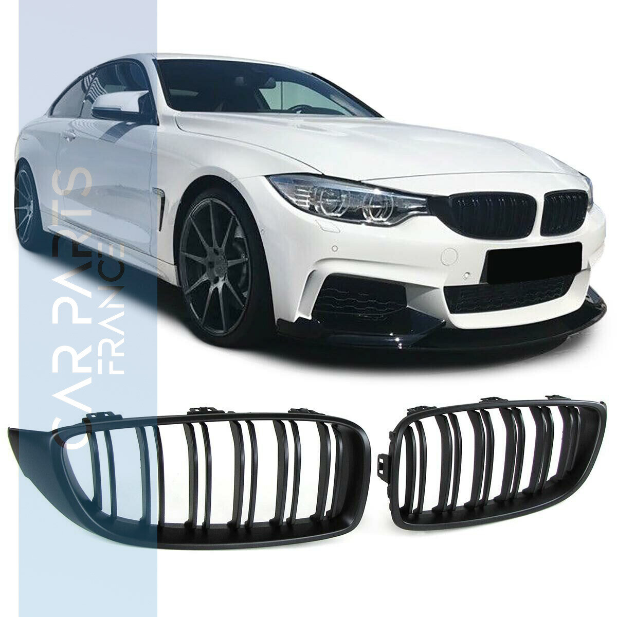 Calandre / Grille double lame pour BMW Série 4 F32 F33 F36 F82 noir mat