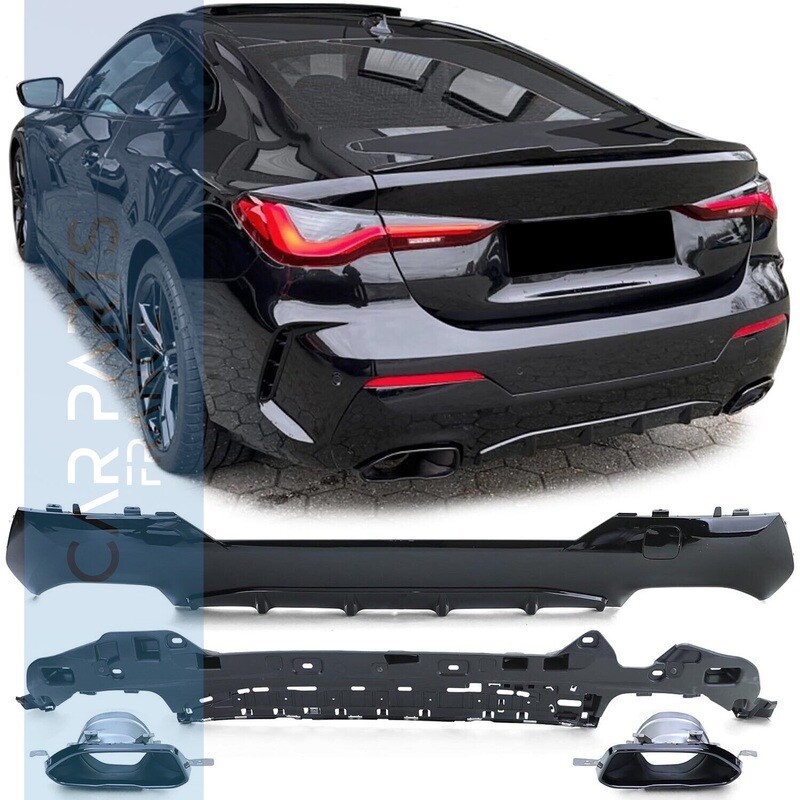 Diffuseur arrière noir brillant + sorties d'échappement look 440 pour BMW série 4 G22 G23 420 430