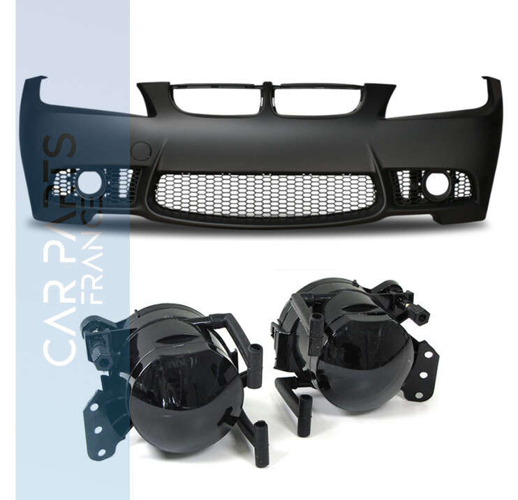 Pare-chocs avant look M3 pour BMW Série 3 E90 E91 LCI 2008-2011 + Antibrouillards noir