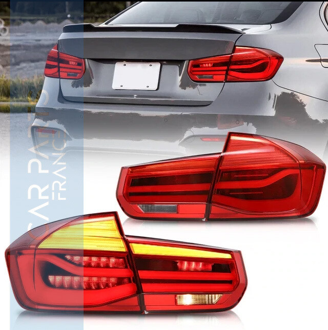 Feux arrière LED 3D dynamiques BMW Série 3 F30 look LCI Rouge / 2011-2019