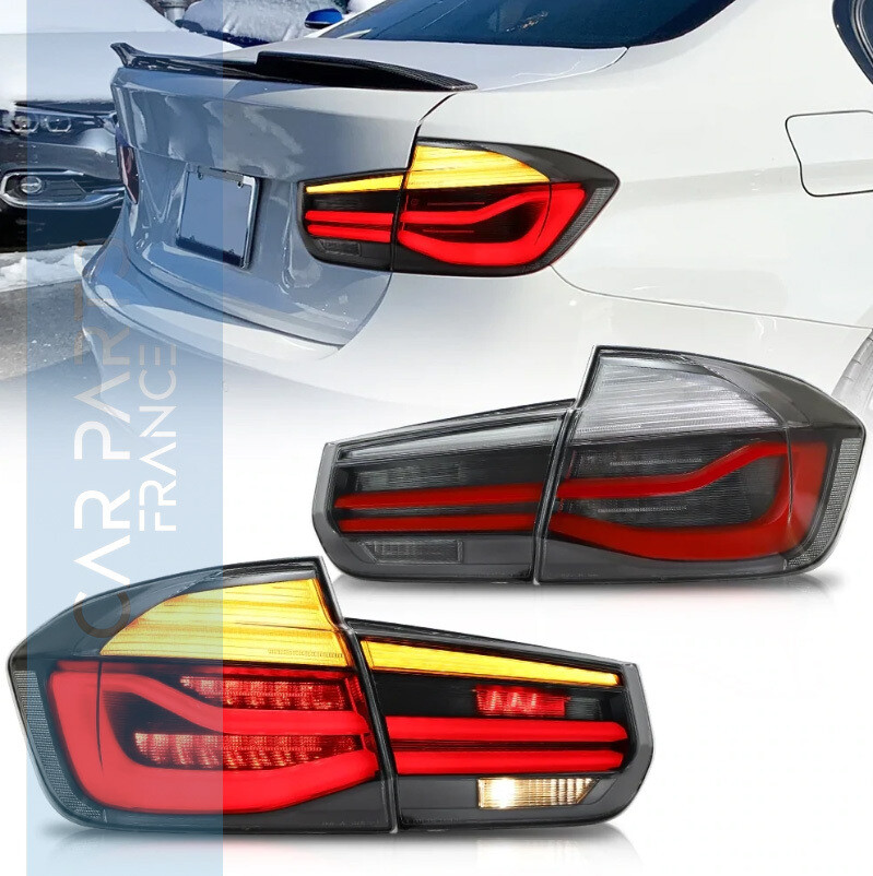 Feux arrière LED 3D dynamiques BMW Série 3 F30 look LCI Fumé / 2011-2019