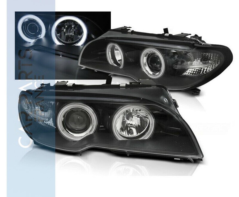 Phares avant angel eyes pour BMW Série 3 E46 coupé et cabriolet - Pour xénon D2S d'origine