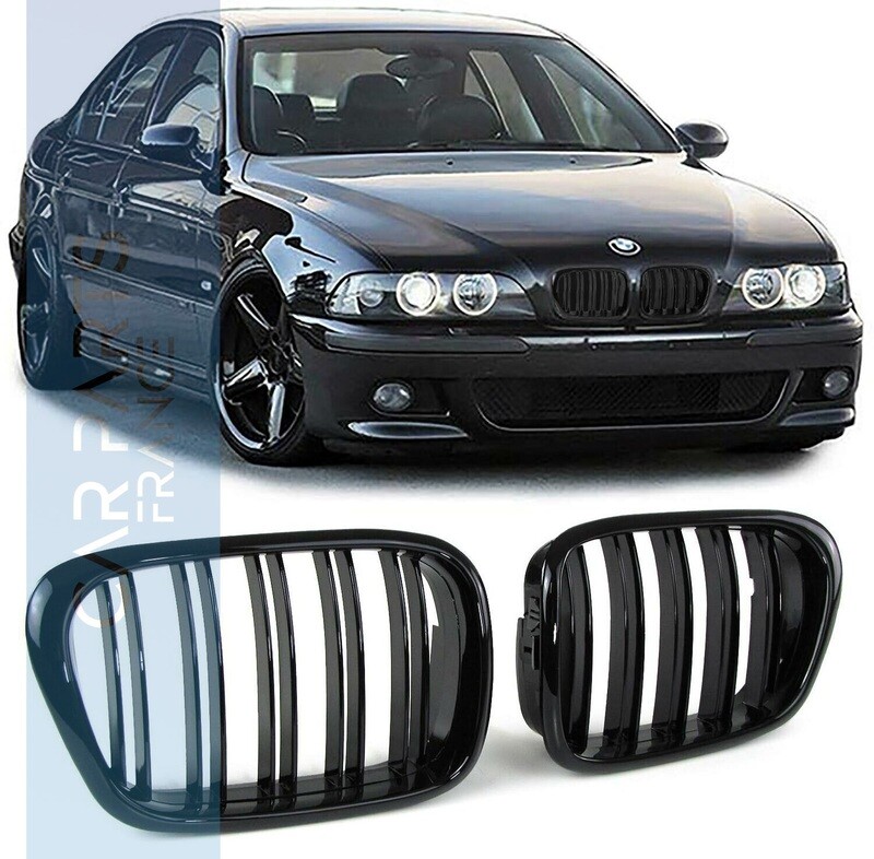 Calandre / Grille double lame pour BMW Série 5 E39 1995-2003 noir brillant