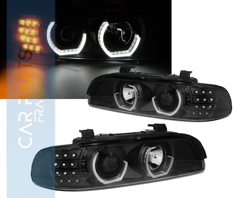 Paire de phares avant Angel Eyes pour BMW Série 5 E39 1995-2003