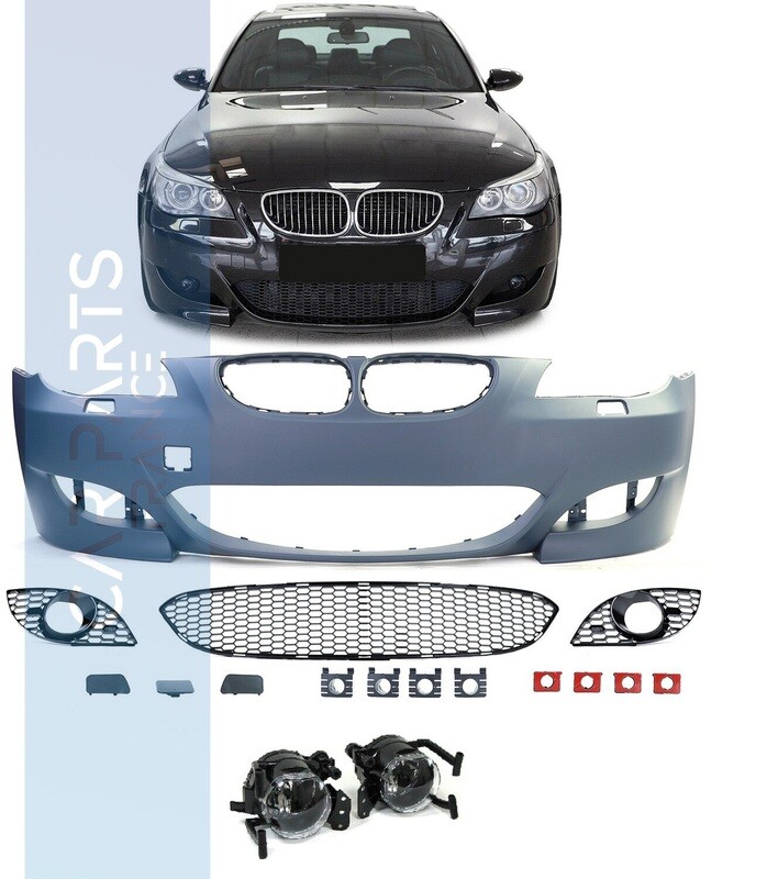 Pare-chocs avant pour BMW Série 5 E60 E61 2003-2010 Look M5 + Antibrouillards