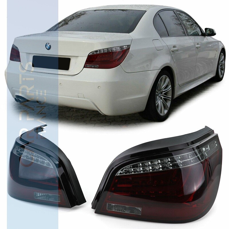 Paire de feux arrière à LED en verre rouge et noir avec clignotants pour BMW Série 5 E60 Berline 2007 - 2010   LCI
