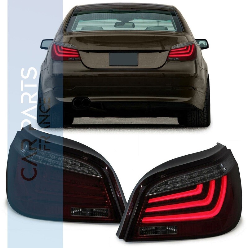 Paire de feux arrière à LED en verre rouge et noir avec pour BMW Série 5 E60 Berline 2003 - 2007
