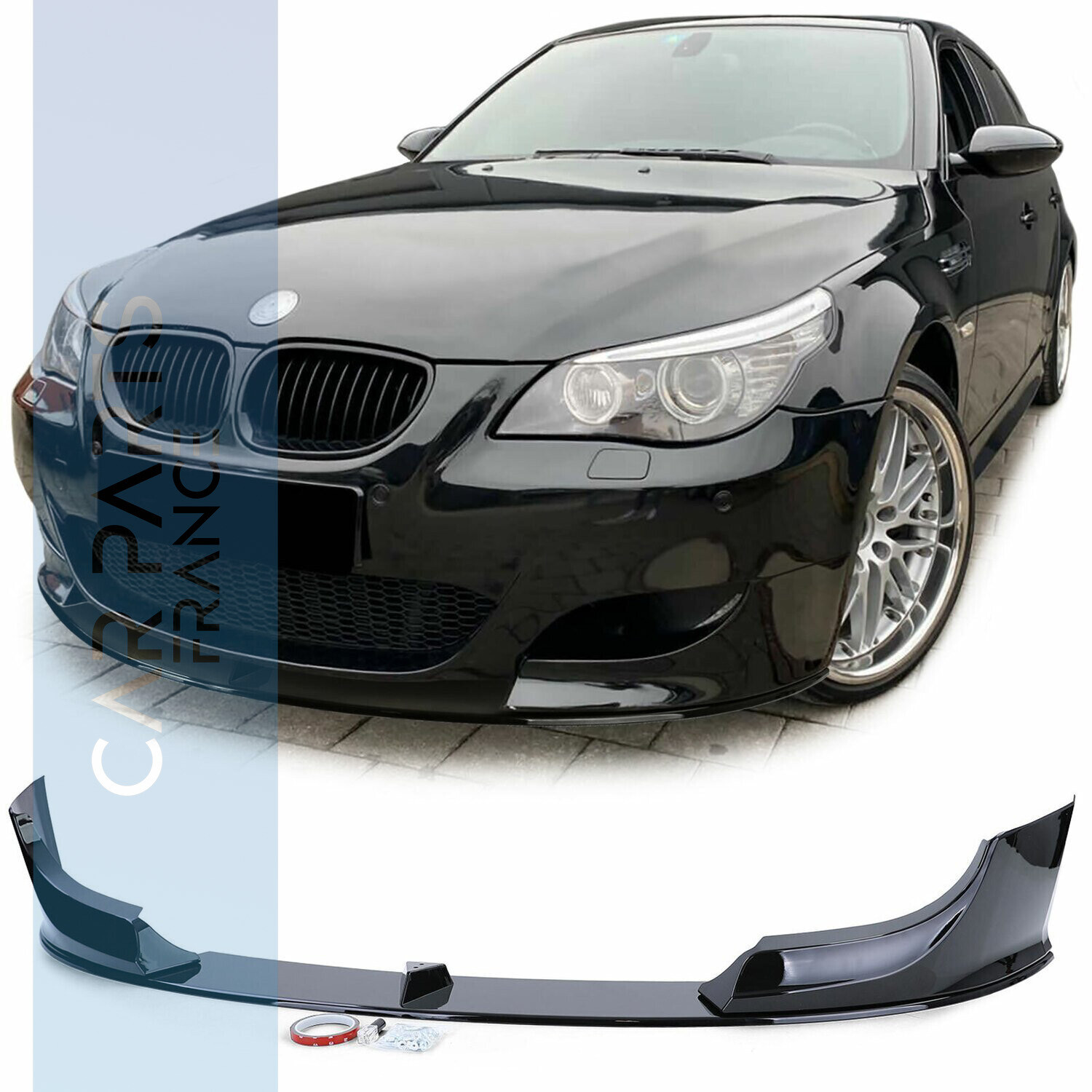 Lame de pare-chocs avant M M5 pour BMW Série 5 E60 E61 2003-2010 noir brillant