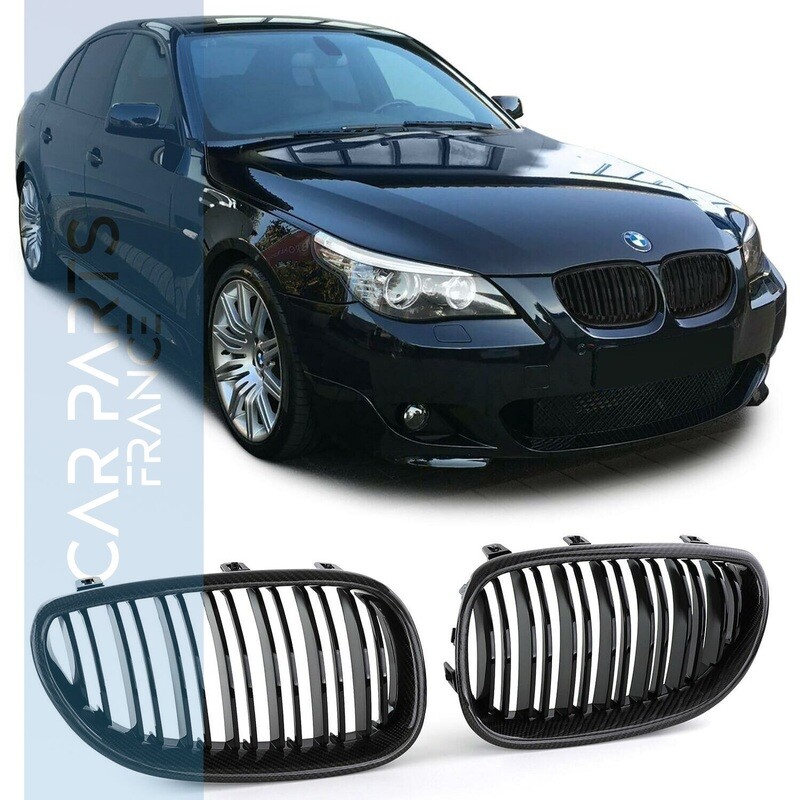 Calandre / Grille​ double lame pour BMW Série 5 E60 E61 2003-2010 véritable carbone