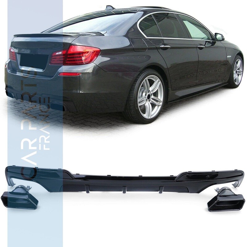 Diffuseur de pare-chocs arrière + échappements pour BMW Série 5 F10 F11 2010-2017 noir brillant