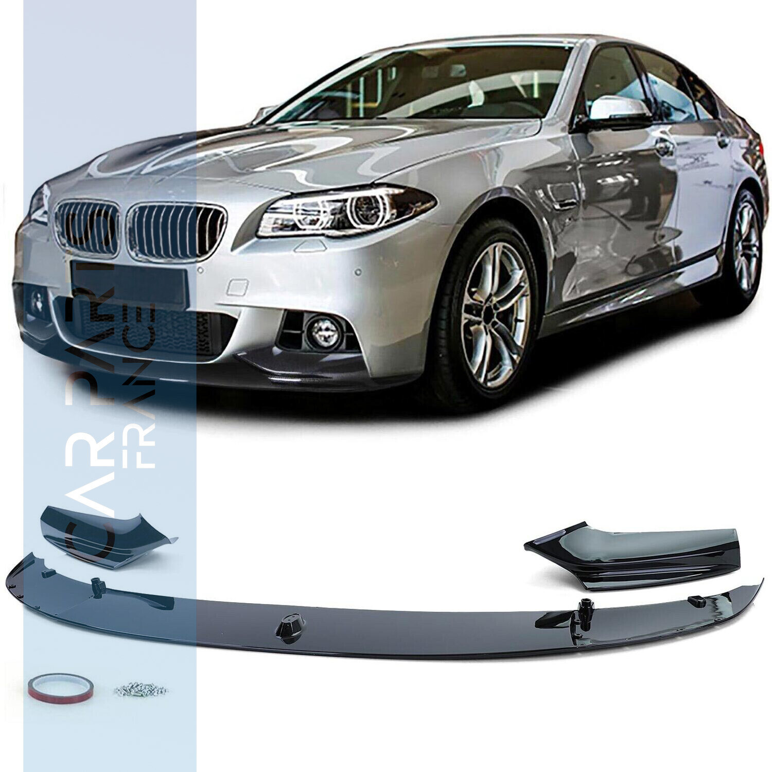 Lame de ppare-chocs avant pour BMW Série 5 F10 F11noir brilant