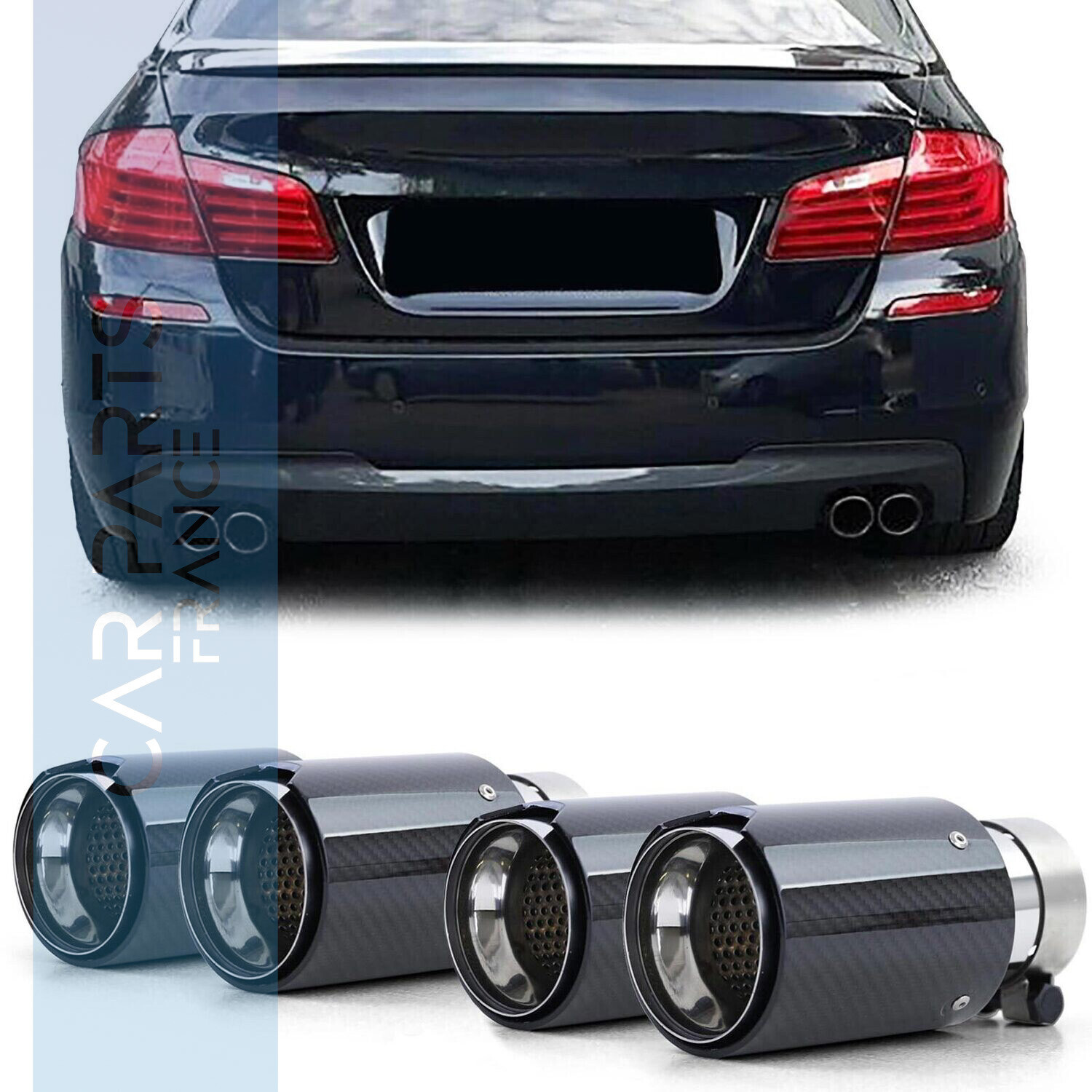 4 Sorties d'échappement carbone brillant pour BMW Série 5 F10 F11 2010-2017
