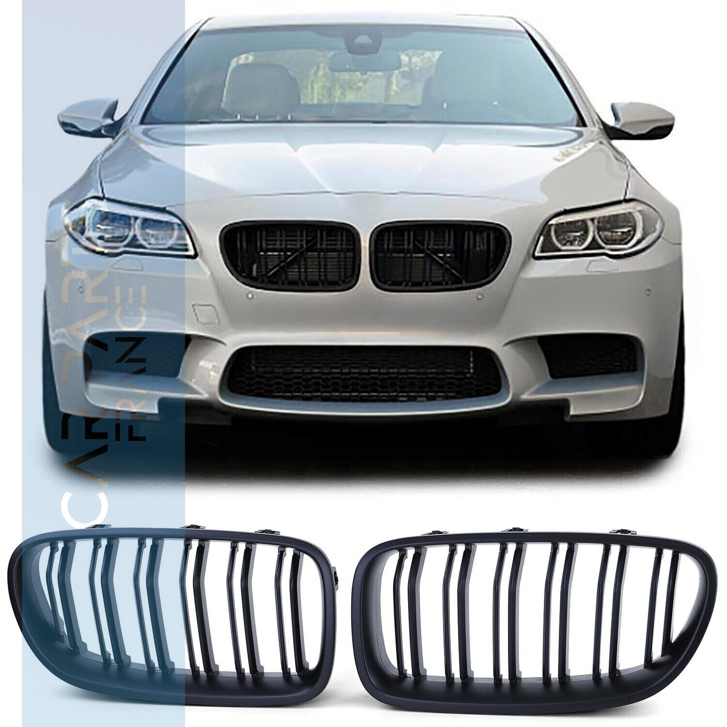 Calandre / Grille double lame pour BMW Série 5 F10 F11 noir mat