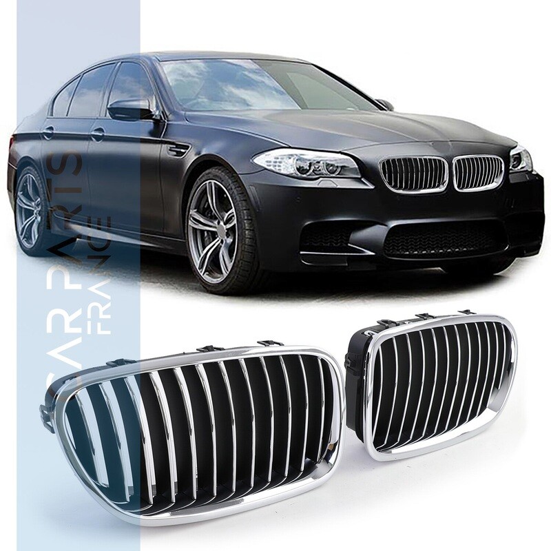 Calandre double lame pour BMW Série 5 F10 F11 2010-2015 chrome