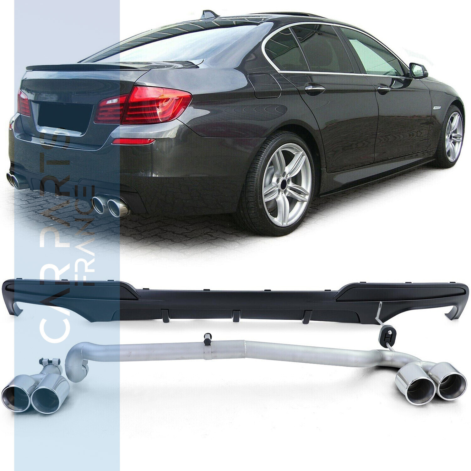 Diffuseur arrière mat + conversion de tuyau d'échappement duplex pour BMW F10 F11 520 525 528 530