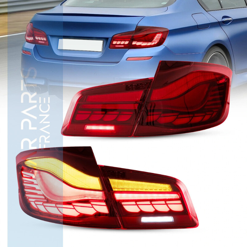 Feux arrières Full LED Fond rouge cerise OLED pour BMW Série 5 F10 Dynamique