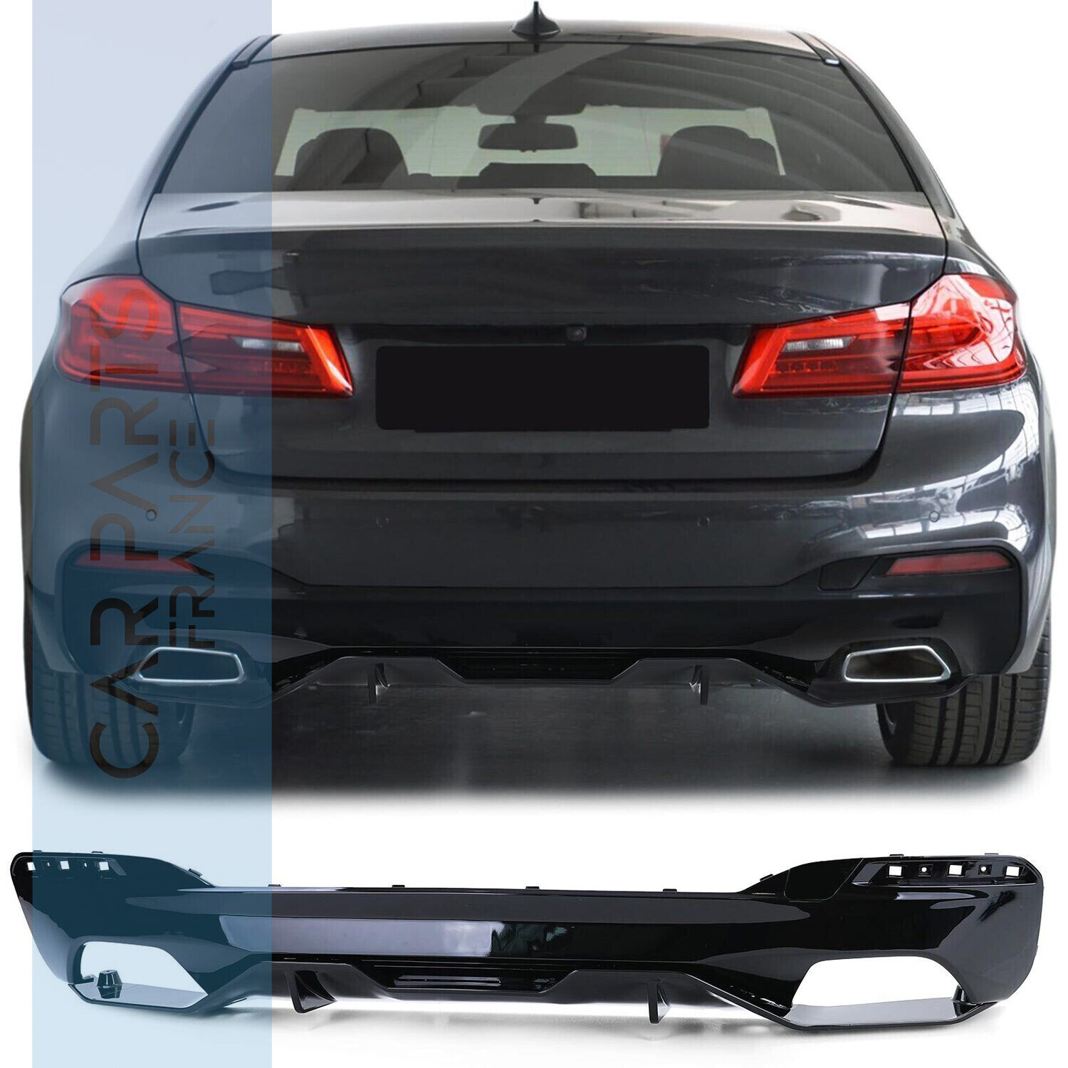 Diffuseur de pare-chocs arrière pour BMW Série 5 G30 G31 G38 noir brillant