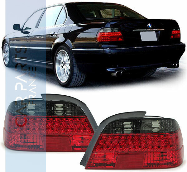 Paire de feux arrière à LED en verre rouge et noir pour BMW Série 7 E38 1998-2001