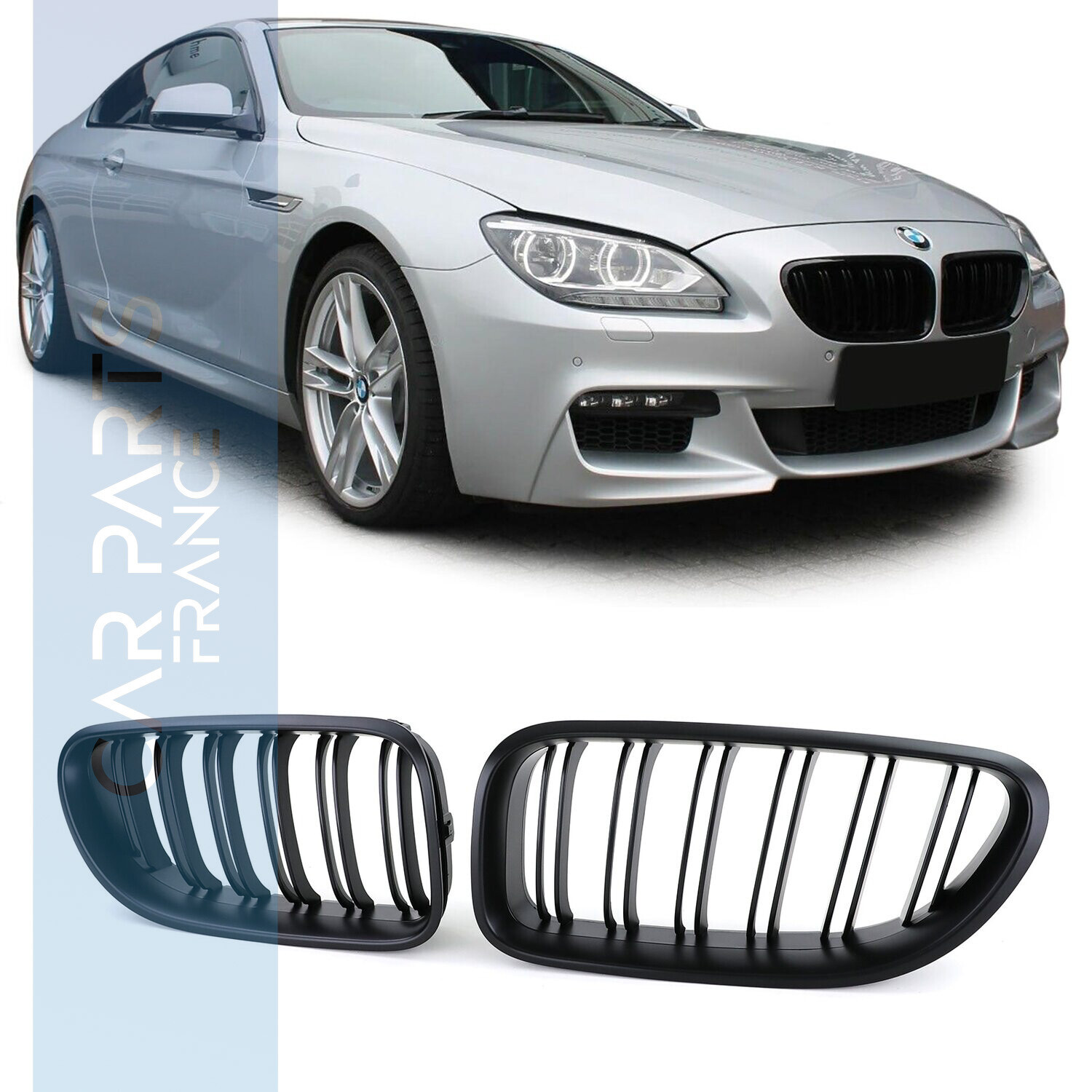 Calandre double lame pour BMW Série 6 F06 F12 F13 - noir mat