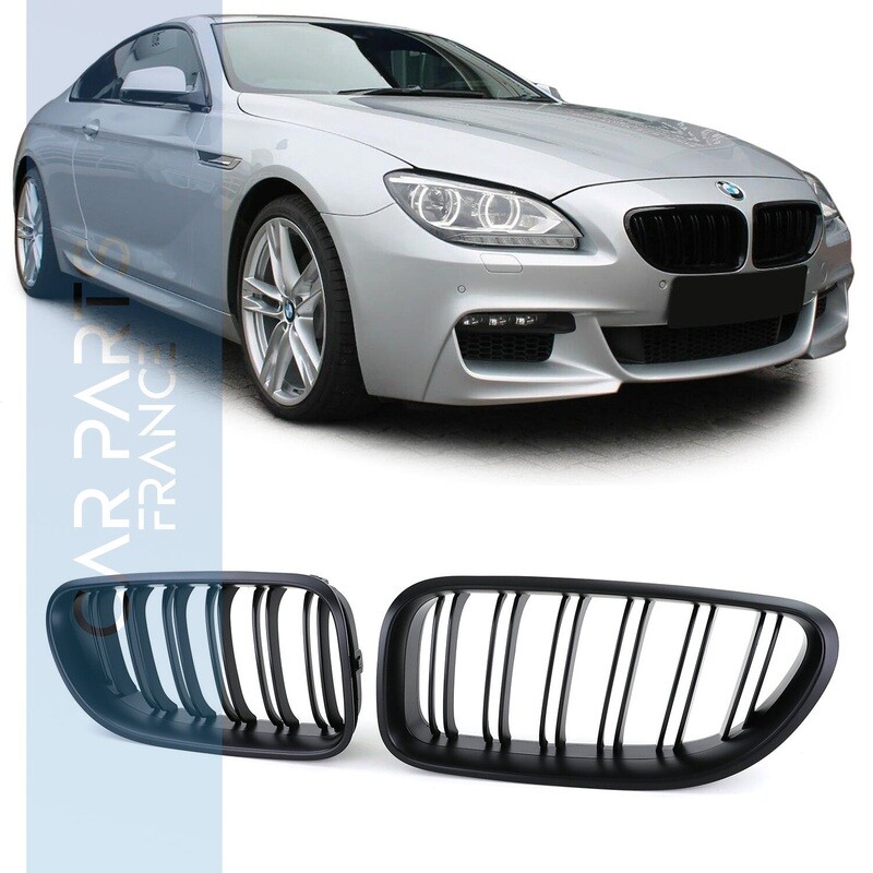 Calandre double lame pour BMW Série 6 F06 F12 F13 - noir mat