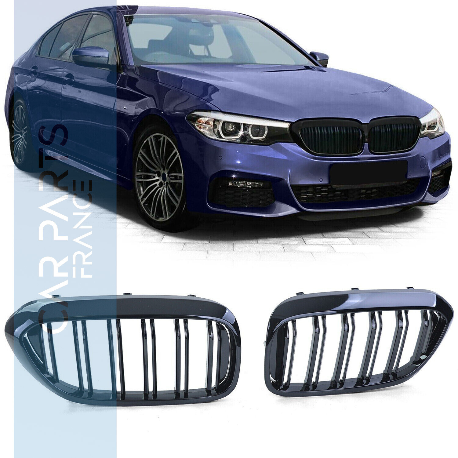 Grilles / Calandres double lame noir brillant pour BMW Série 5 G30 G31