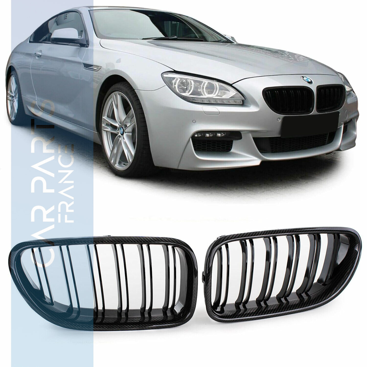Calandre​ double lame pour BMW Série 6 F06 F12 F13 - carbone