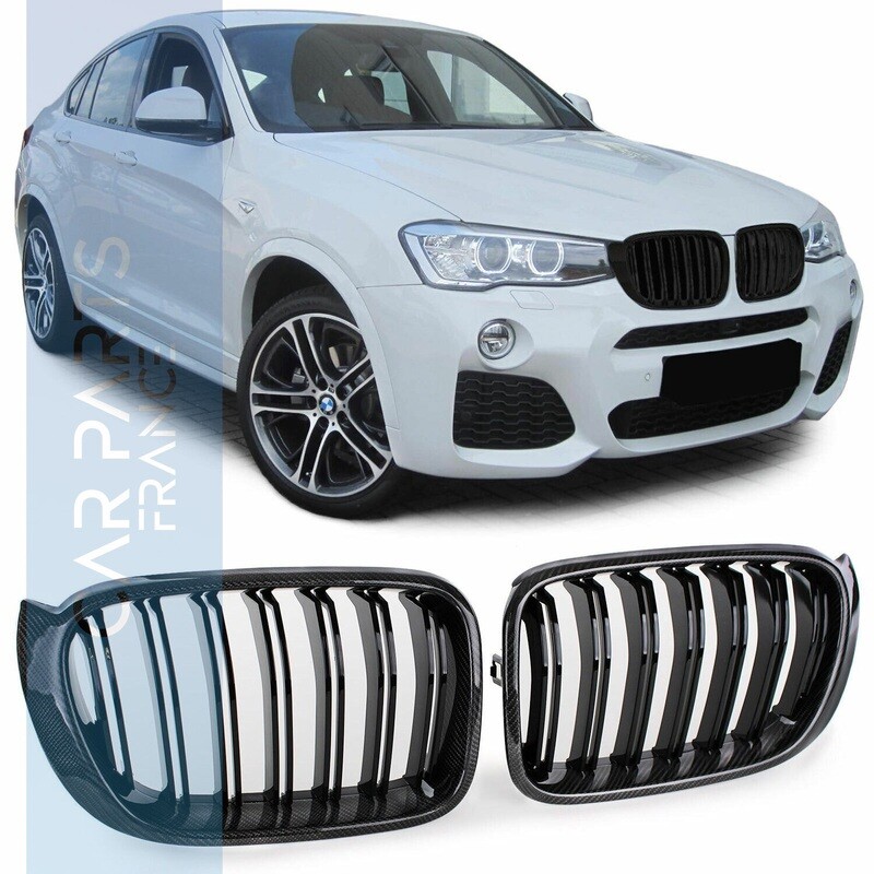 Calandre / Grille​ double lame Sport Look noir carbone pour BMW X3 F25 X4 F26 à partir de 2014