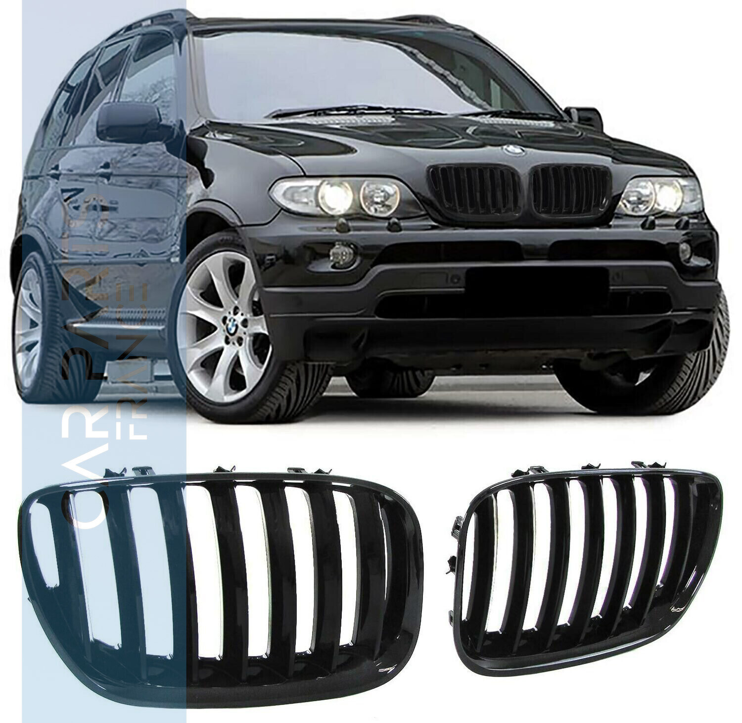 Calandre / Grille pour BMW X5 E53 Noir Brillant Look Pack M Performance 2003 - 2007 - Phase 2