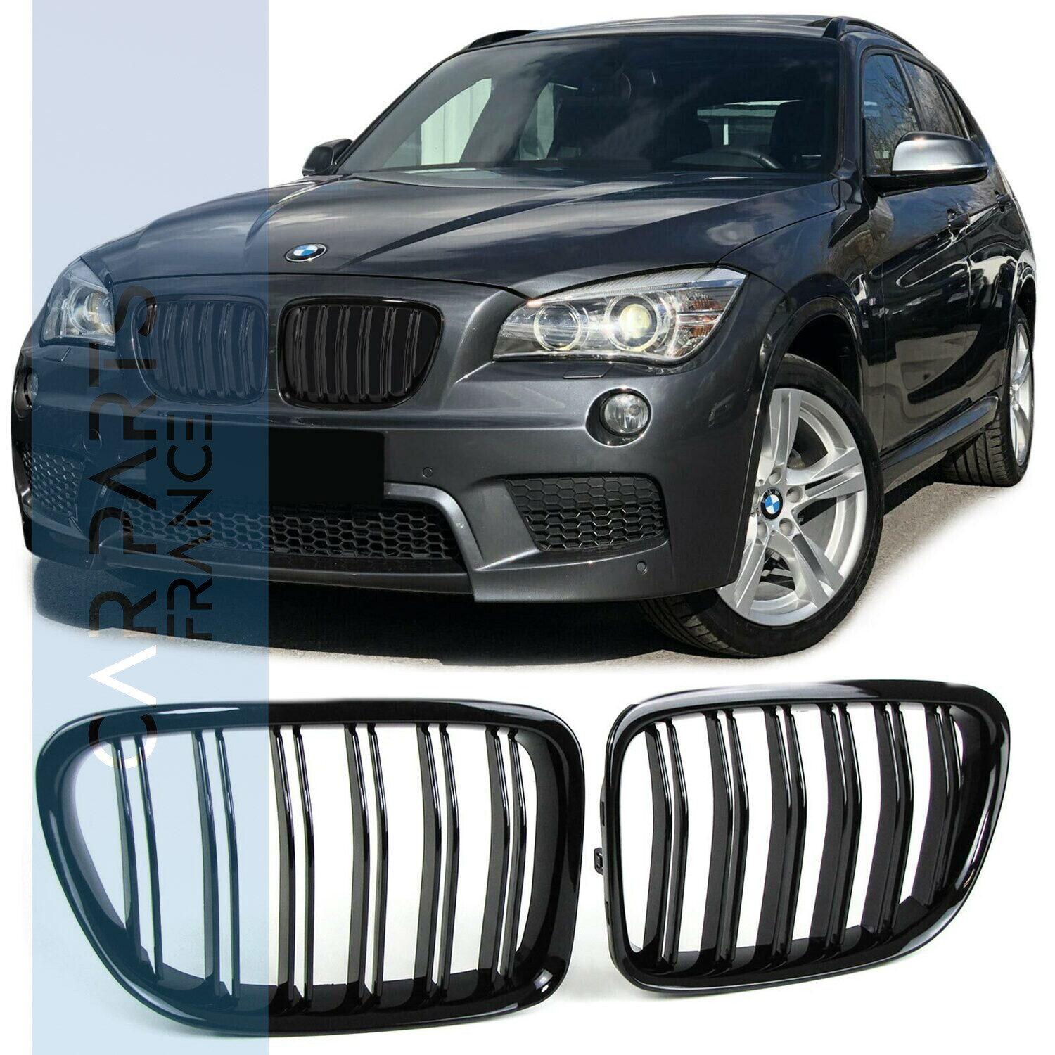 Calandre sport double lame noir brillant noir pour BMW X1 E84 2009 - 2015