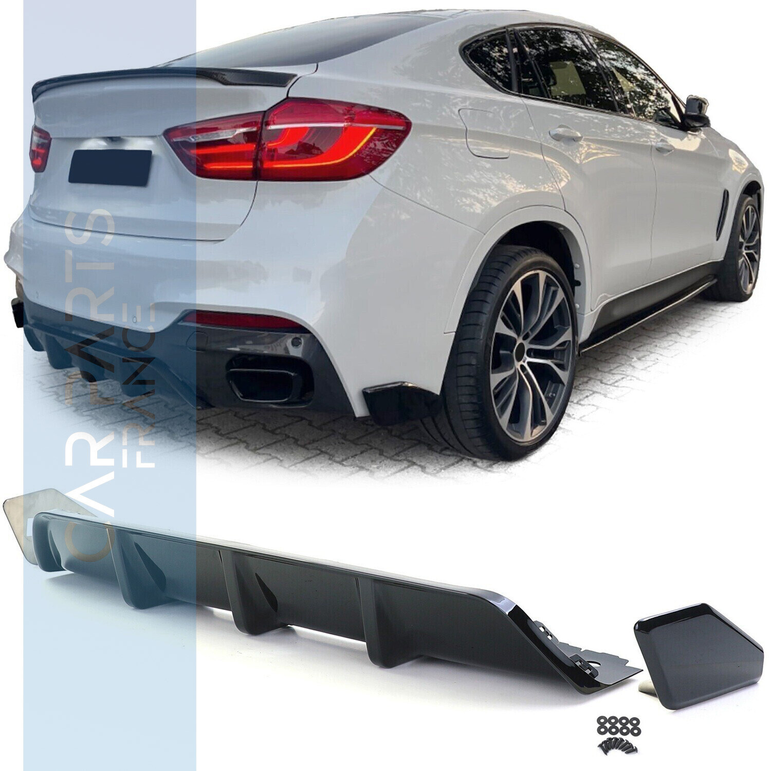 Diffuseur arrière performance noir brillant pour BMW X6 F16 2014-2019