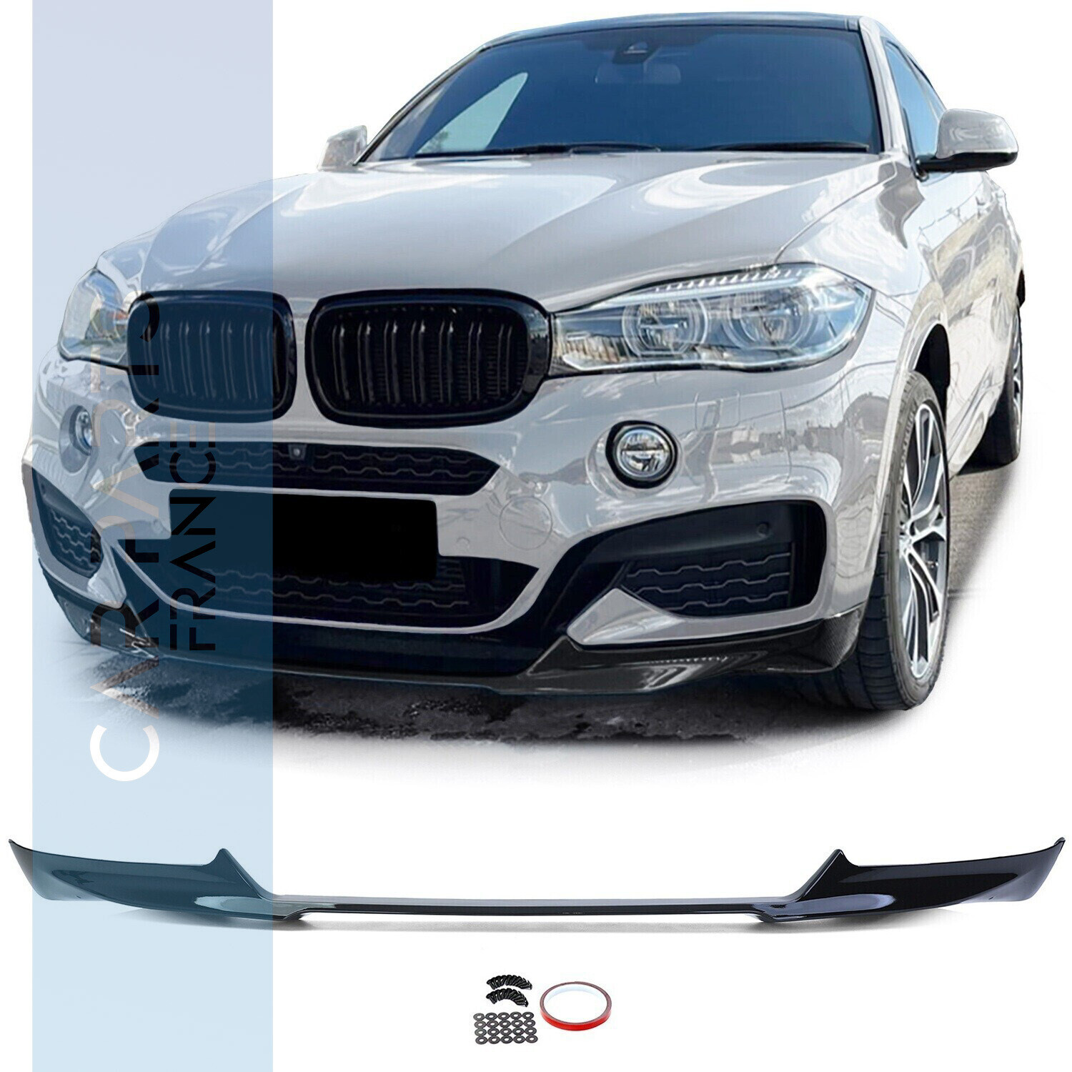 Lame / spoiler avant performance noir brillant pour BMW X6 F16 2014-2019
