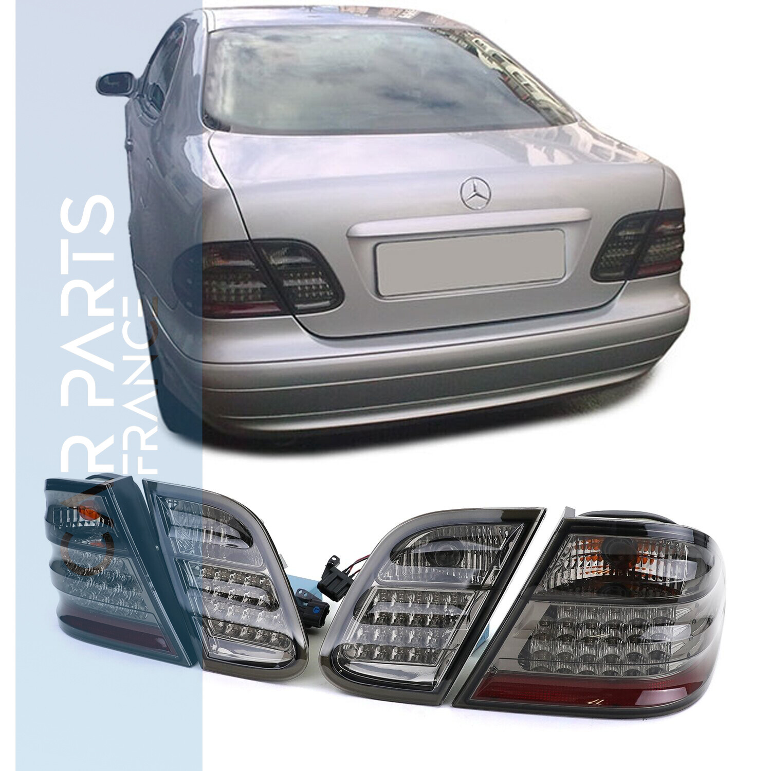 Paire de feux arrière à LED noir fumé chrome pour Mercedes CLK W208