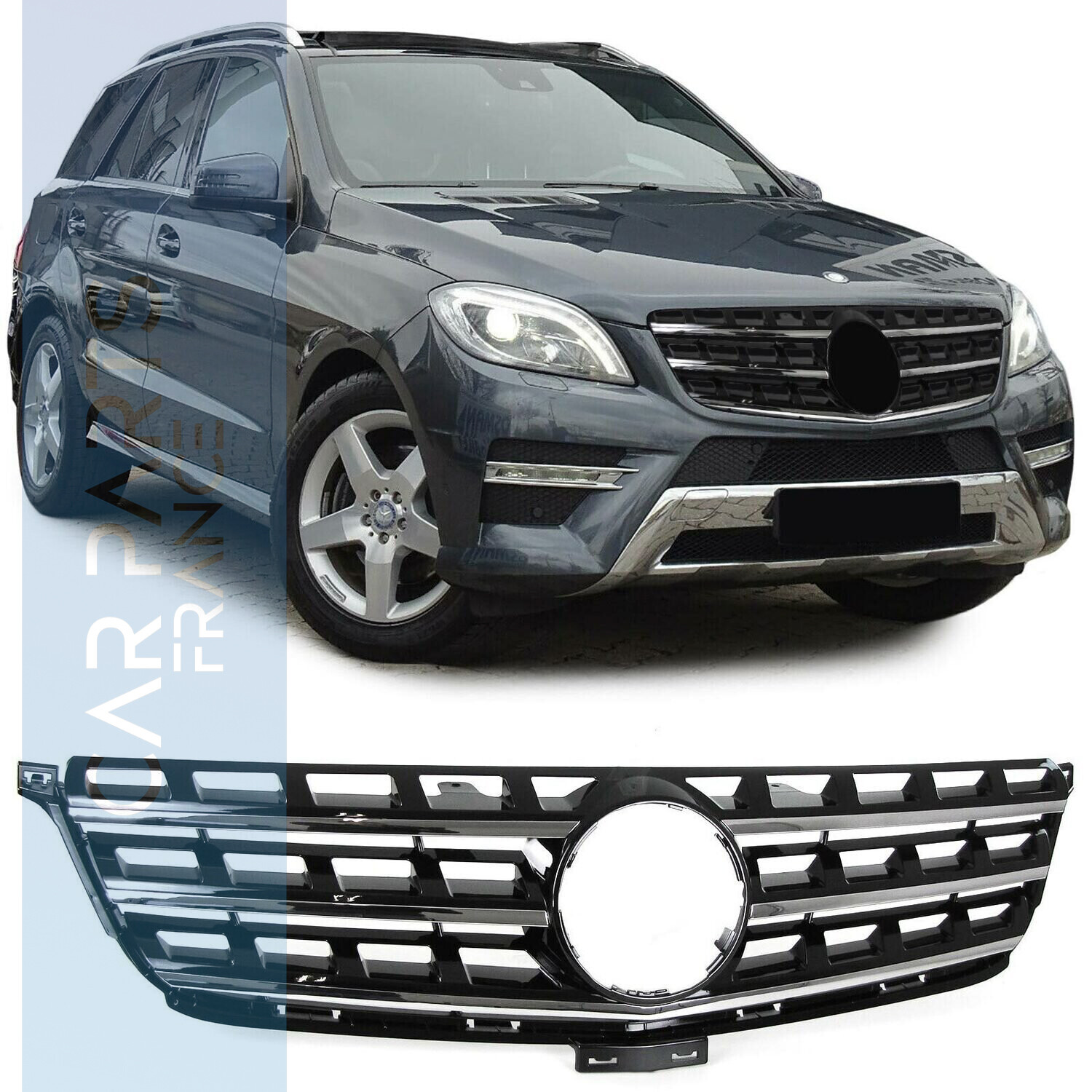 Calandre / Grille Sport Look Noir Chromé pour Mercedes Classe M ML W166 2011 - 2015