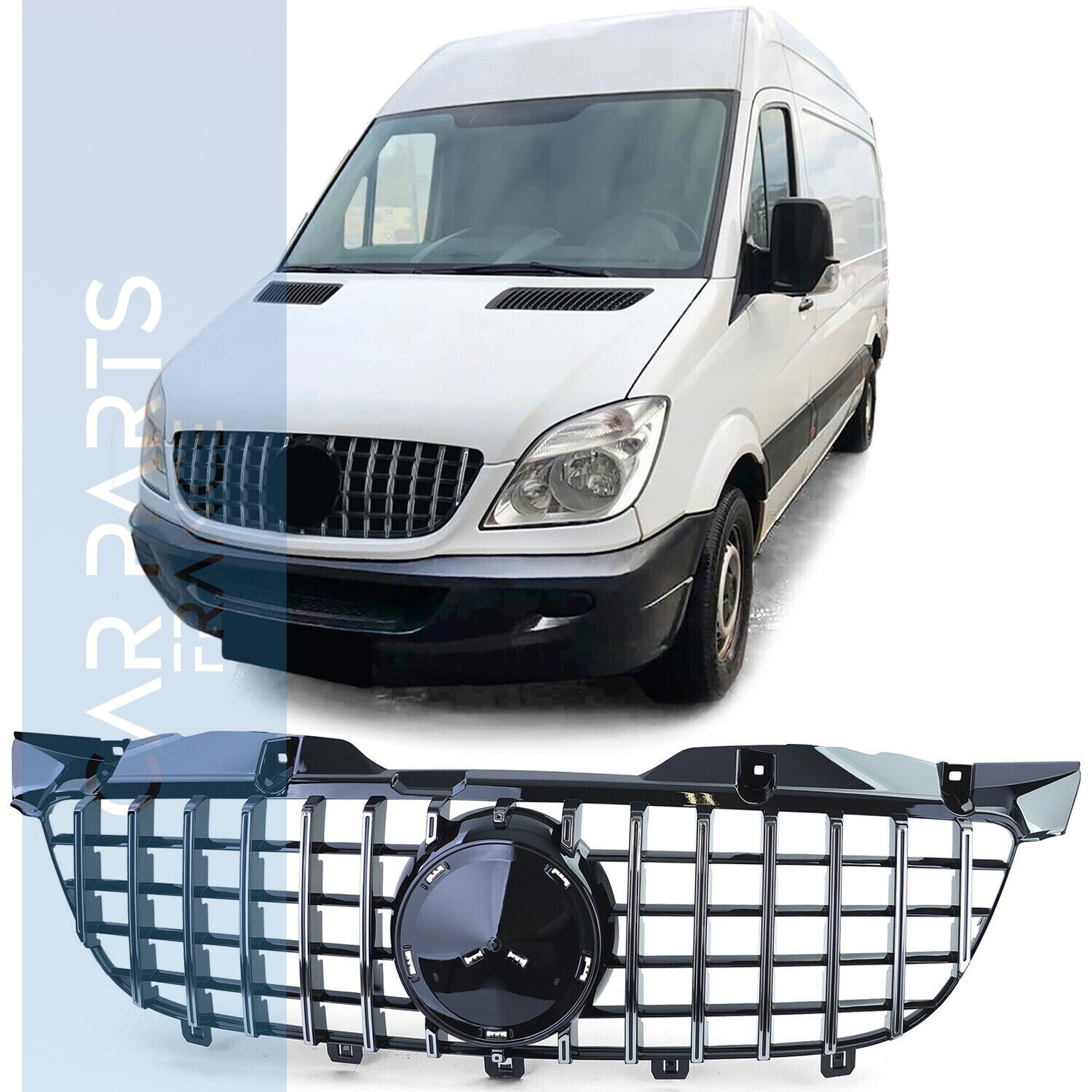 Calandre Panamericana noir brillant et chrome pour Mercedes Sprinter W906 pré-lifting 2006-2013