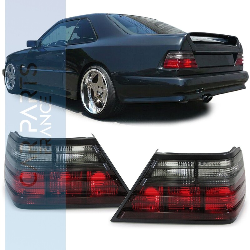 Paire de feux arrière rouge noir pour Mercedes W124 Berline Coupé Cabriolet 1985-1995