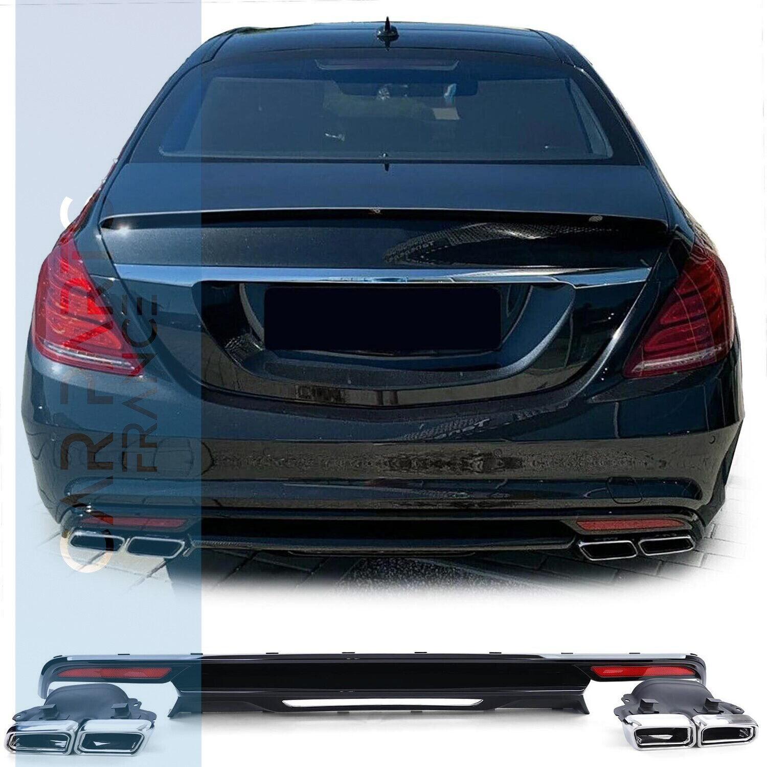 Diffuseur de pare- choc arrière Look AMG pour Mercedes Classe S W222 13-17