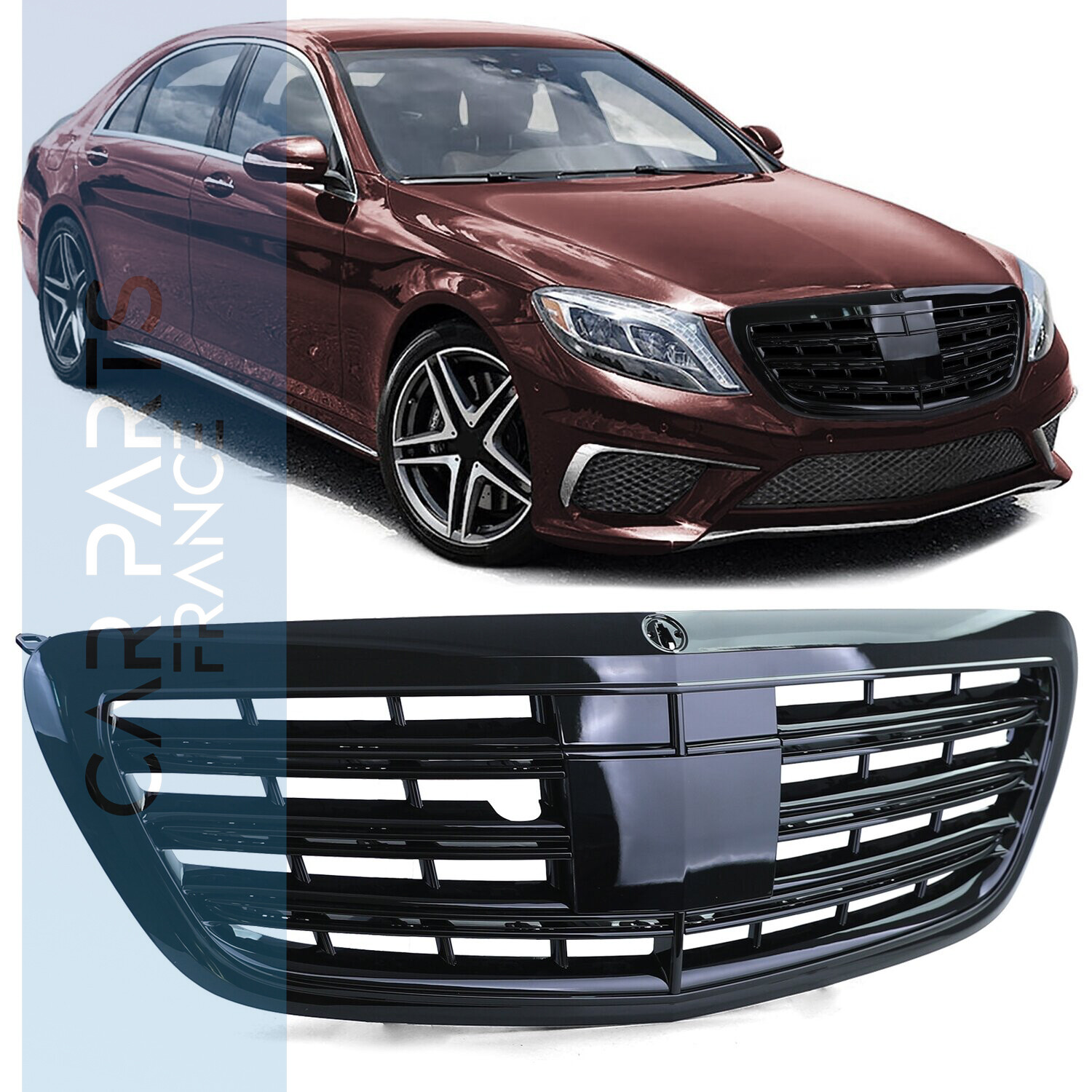 Calandre sport noire brillante pour Mercedes S W222 avec Night Vision 2013-2020