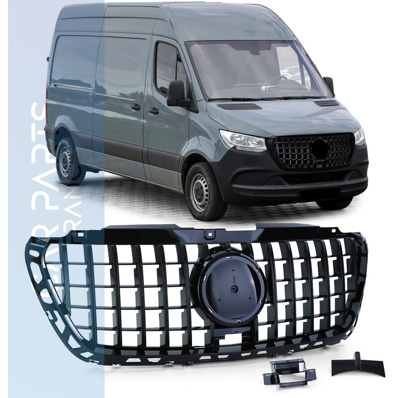 Calandre sport look Panamericana noir brillant pour Mercedes Sprinter 907 910 à partir de 2018