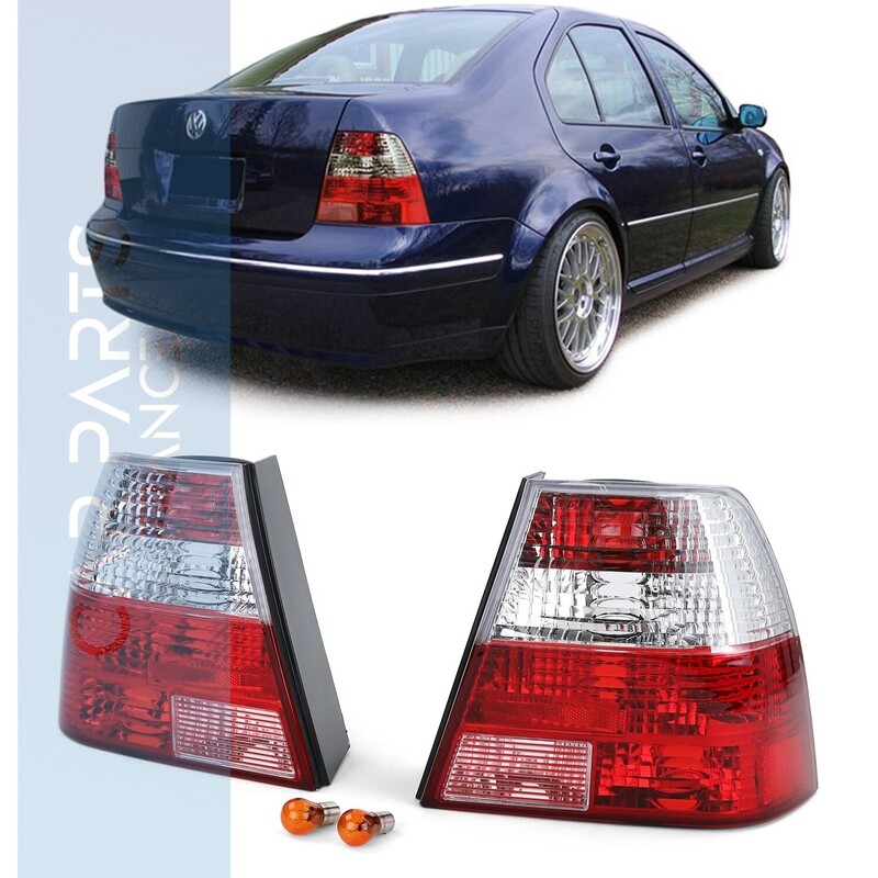 Paire de feux arrière en verre rouge clair pour Volkswagen Bora berline 1998-2005
